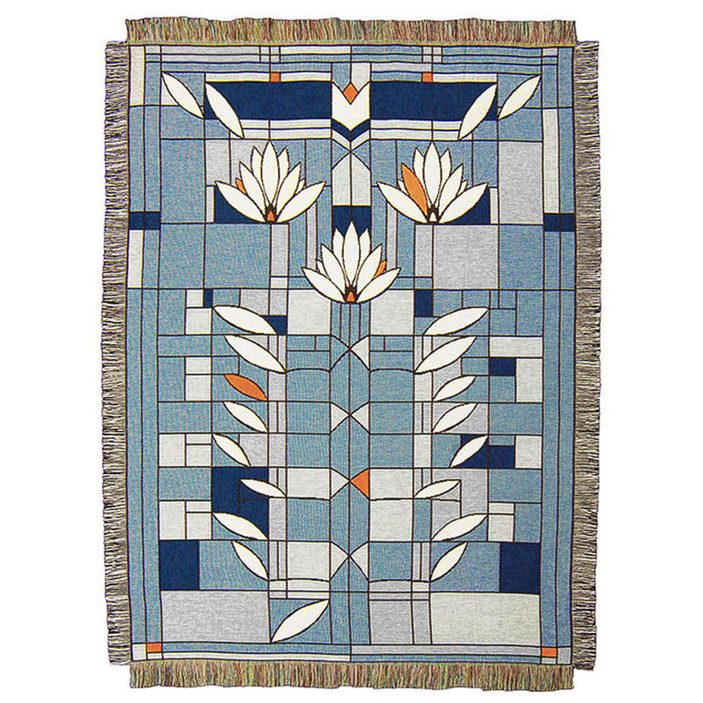 Frank Lloyd Wright Waterlilies Tapestry Throw Blue