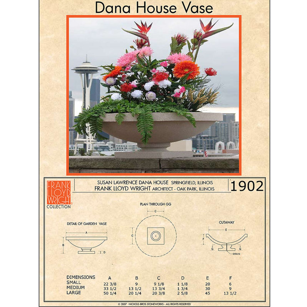 Frank Lloyd Wright Small Dana House Planter Vase - Dimensions 1
