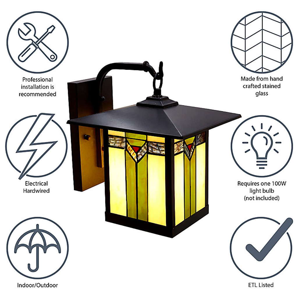 Mission Craftsman Stained Glass Wall Sconce - 97