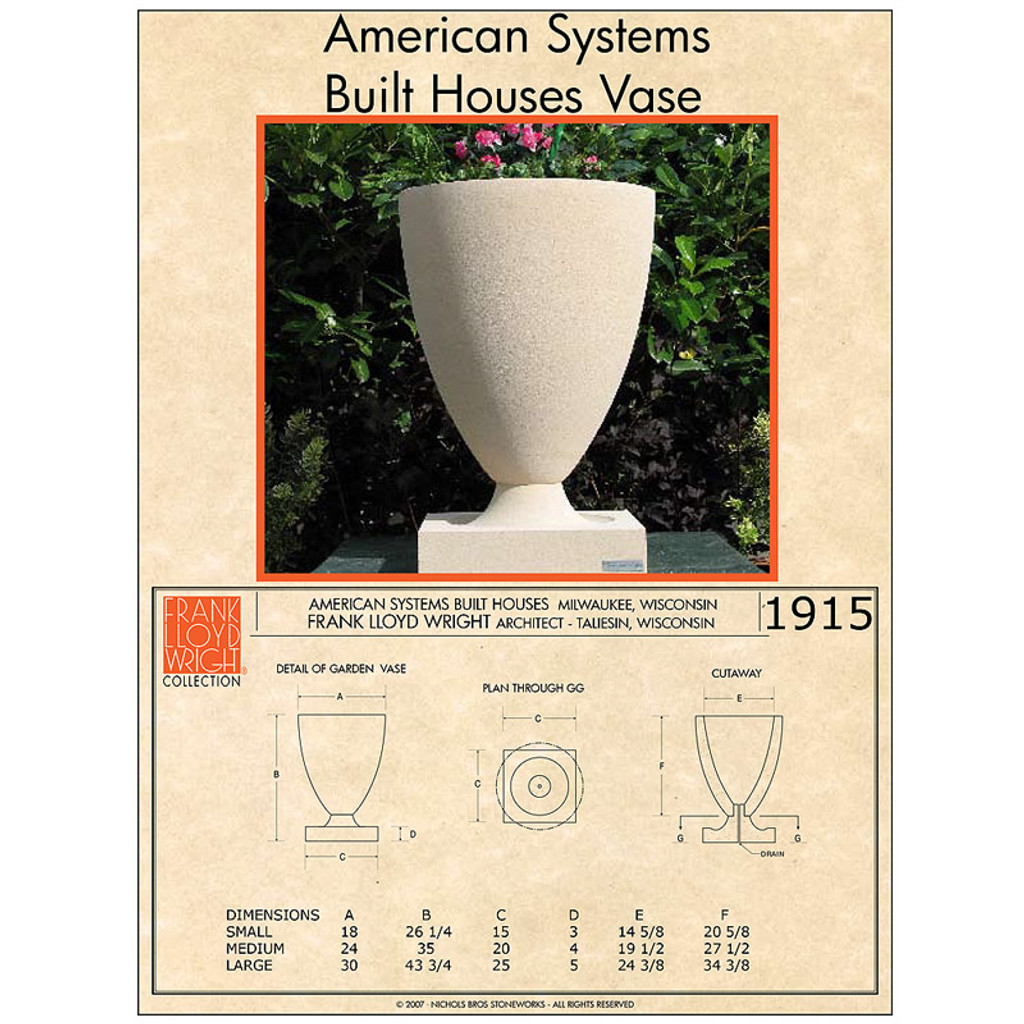 Frank Lloyd Wright Medium American Systems Built Houses Vase