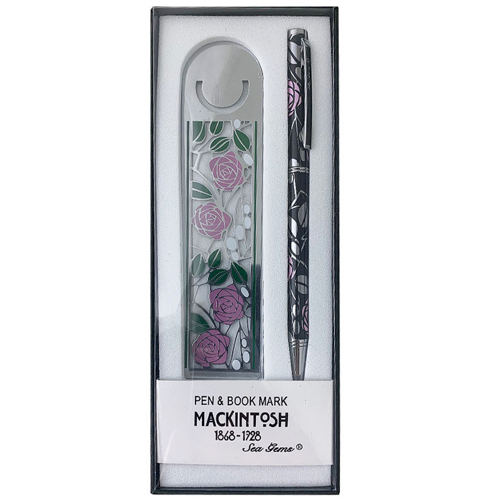 Mackintosh Rose Motif Pen & Bookmark Set Boxed