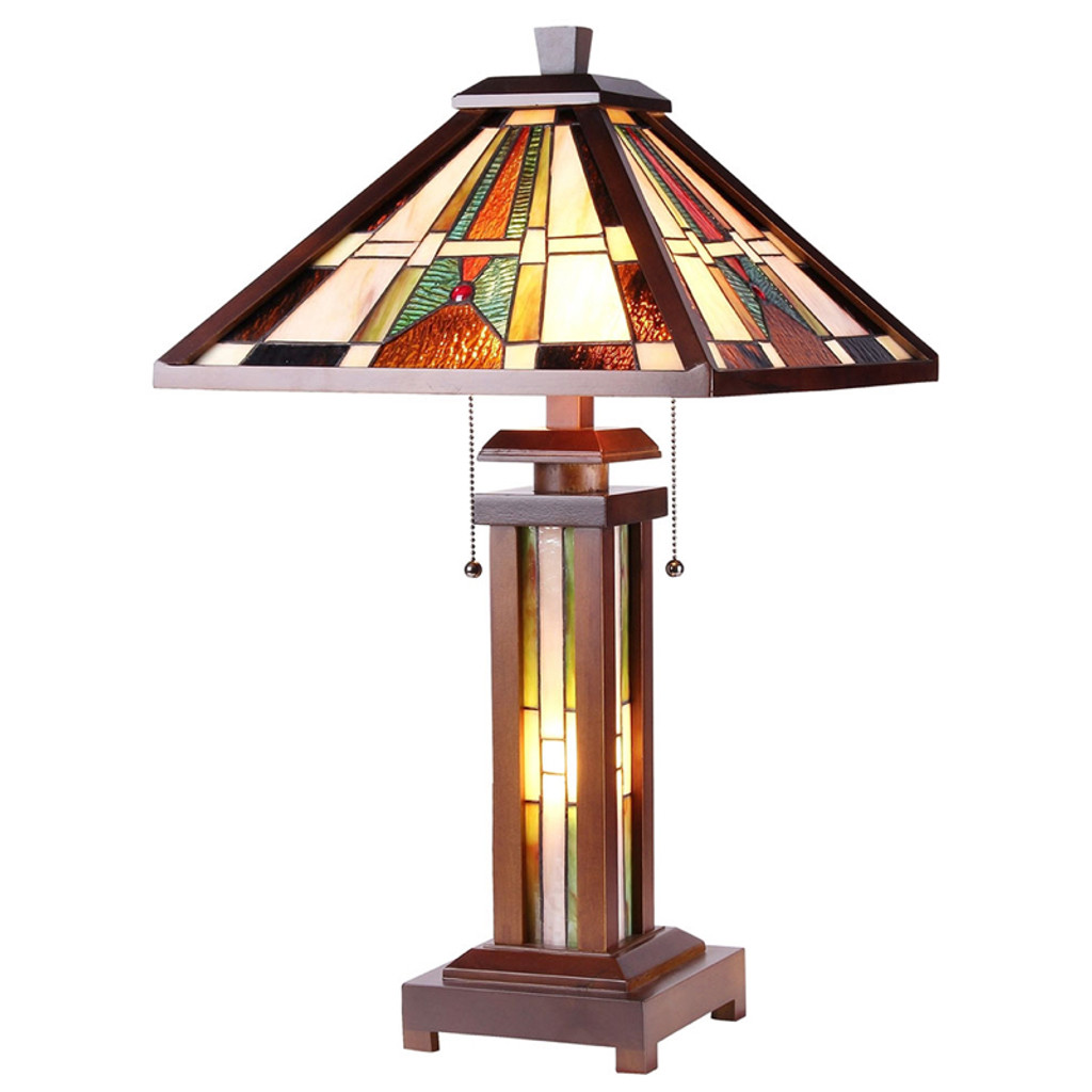 Arts & Crafts Percival Stained Glass Table Lamp On