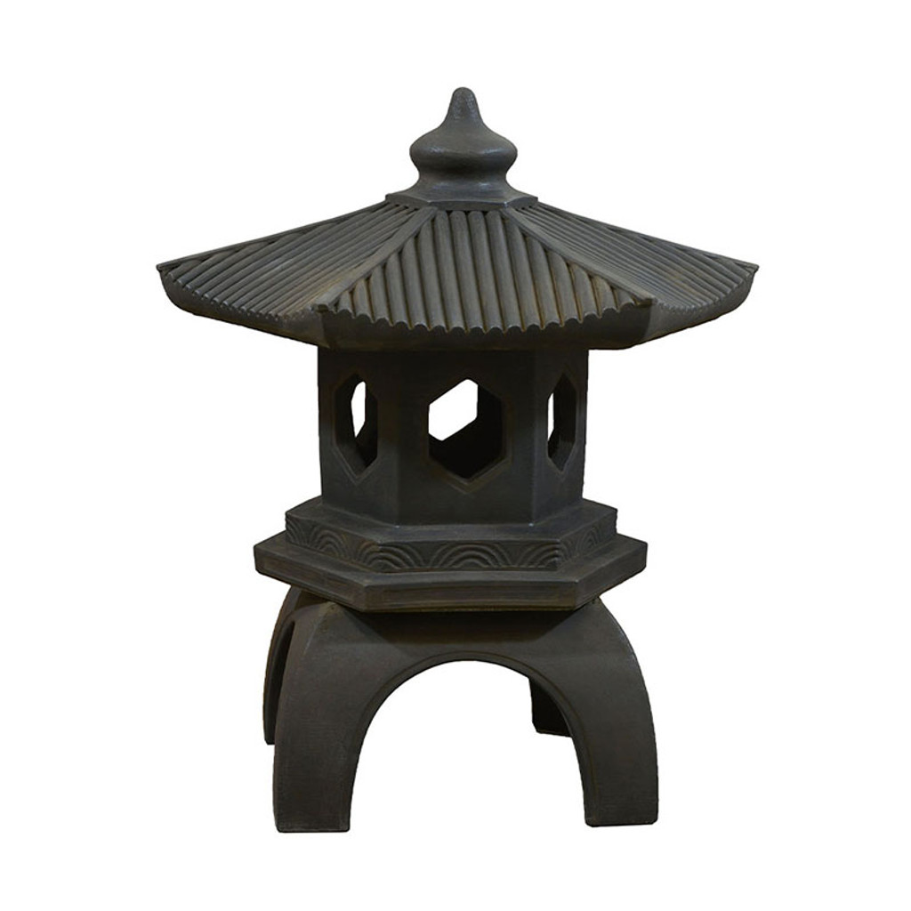 Pagoda Lantern in Cast Stone Dark Walnut