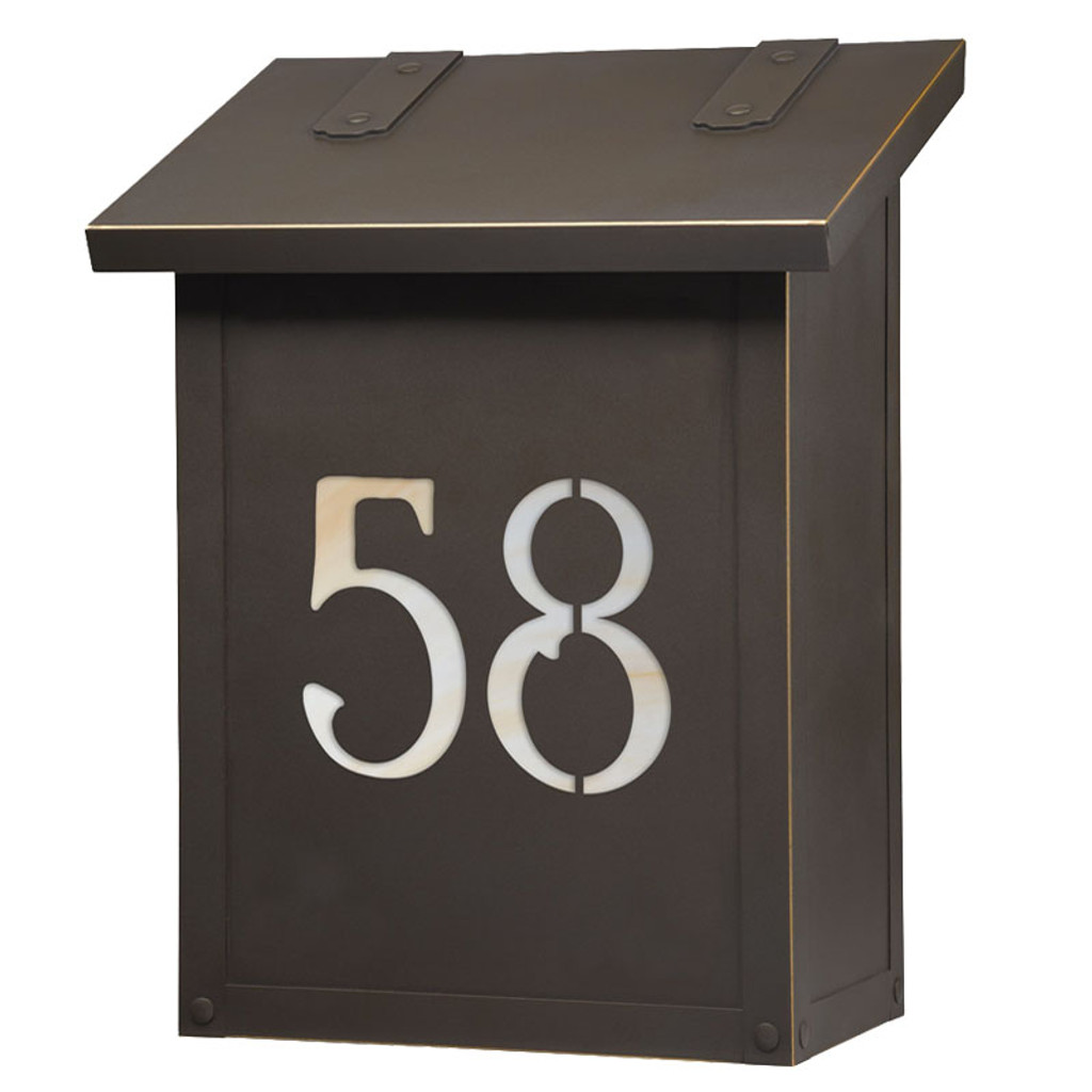 Numbered Brass Vertical Mailbox - Honey