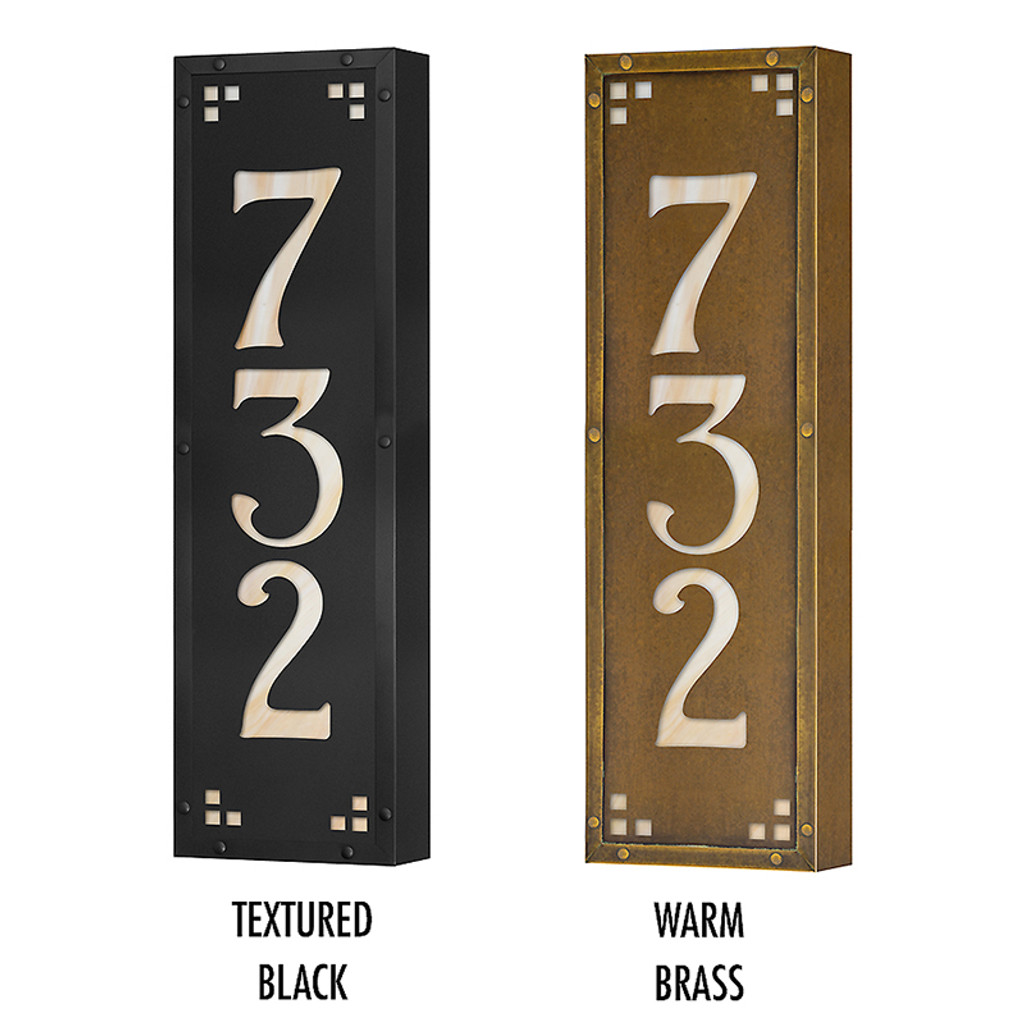 Craftsman Vertical Illuminated Solid Brass House Numbers Plaque (3 digits) Unlit pt 2