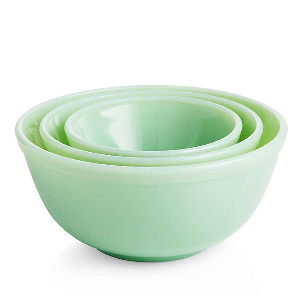 Mosser Glass 3-Piece Mixing Bowl Set Stacked - Jadeite Nested