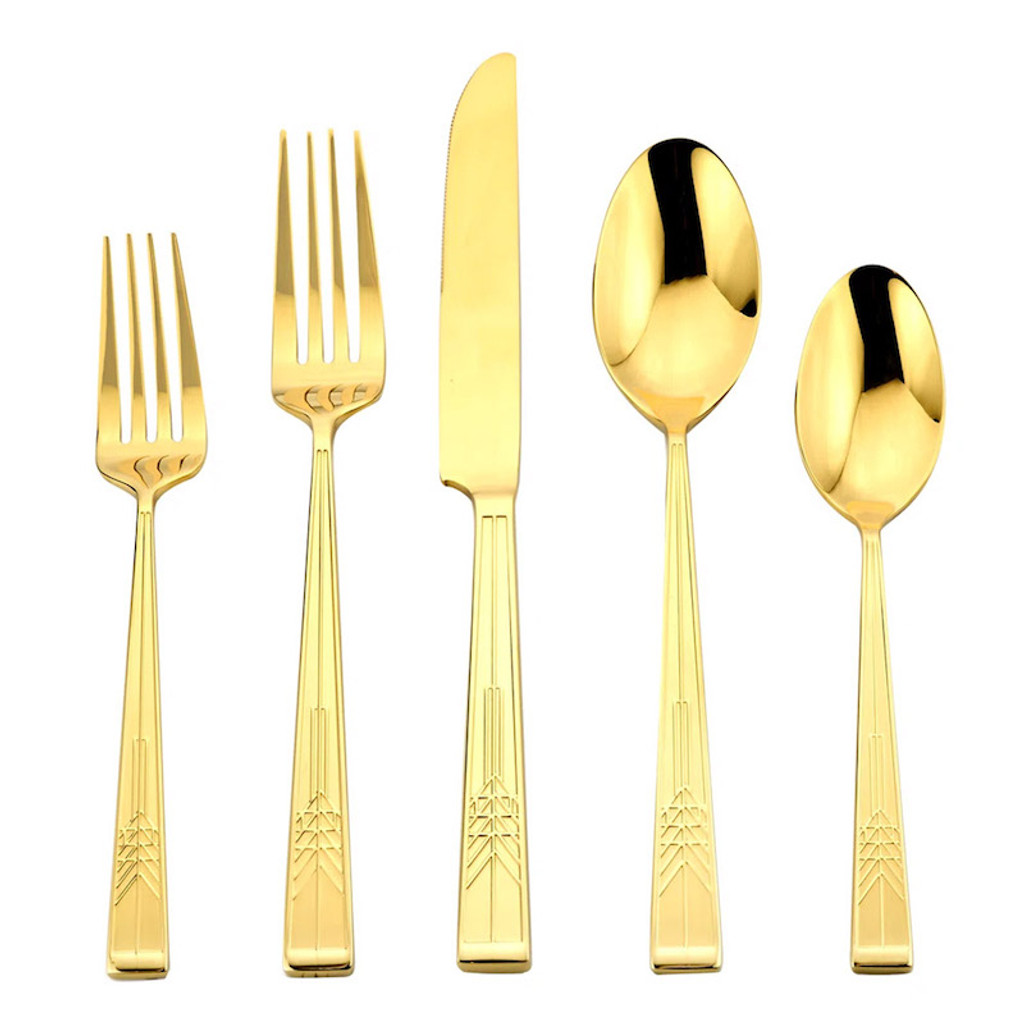 Frank Lloyd Wright Tree of Life Flatware Set - Gold