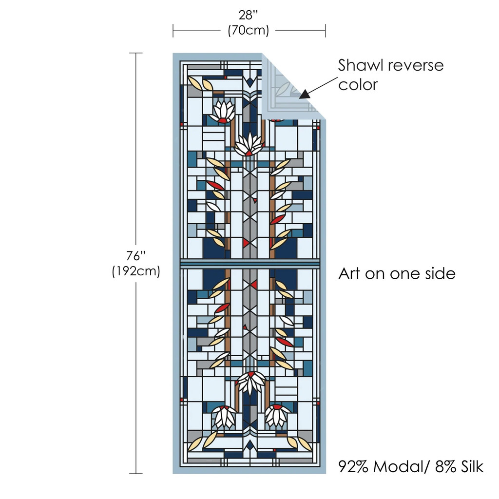 Frank Lloyd Wright Waterlilies Silk Blend Shawl Dimensions