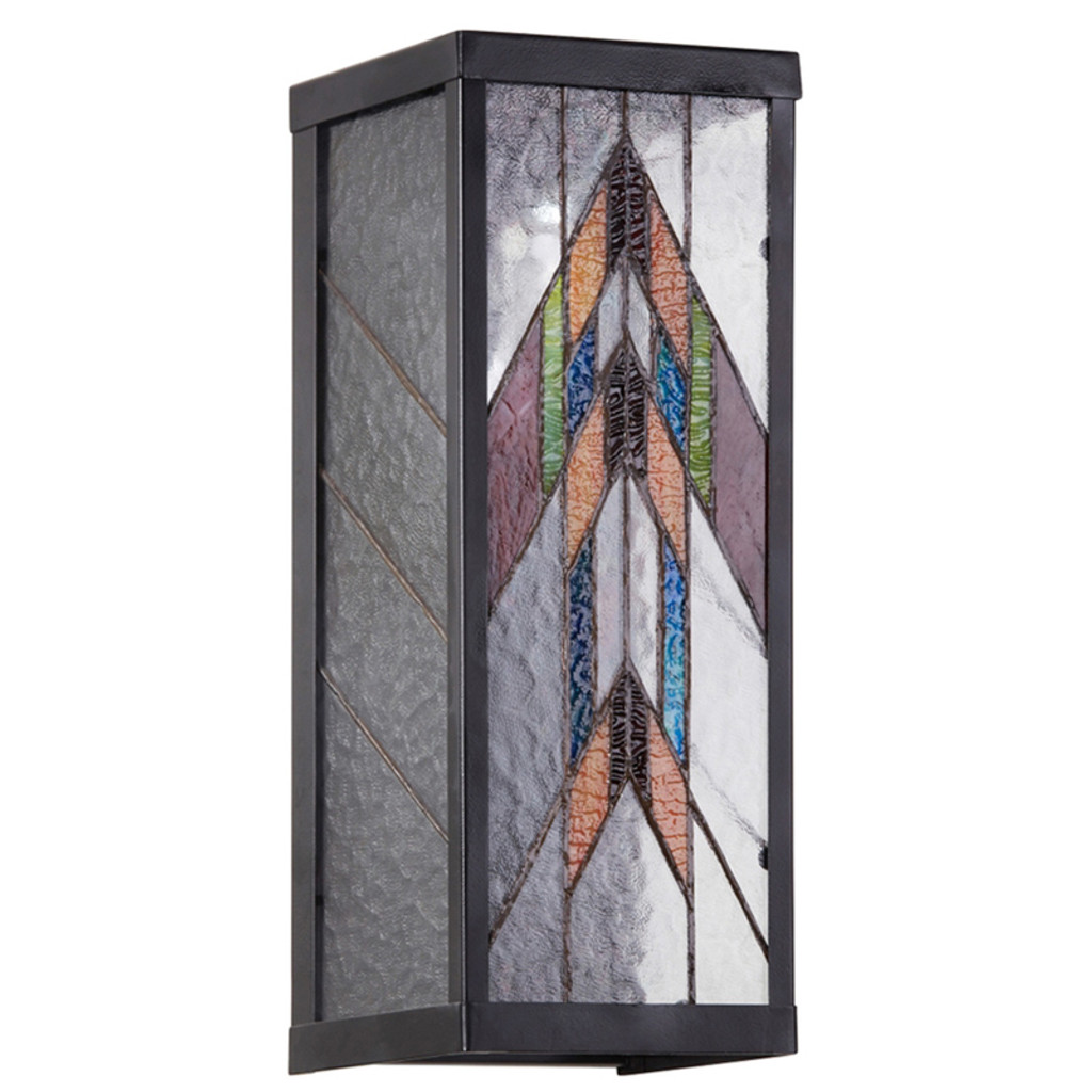 Mission Craftsman Stained Glass Wall Sconce - Chevron