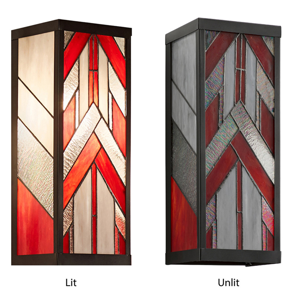 Mission Craftsman Stained Glass Wall Sconce - Gideon