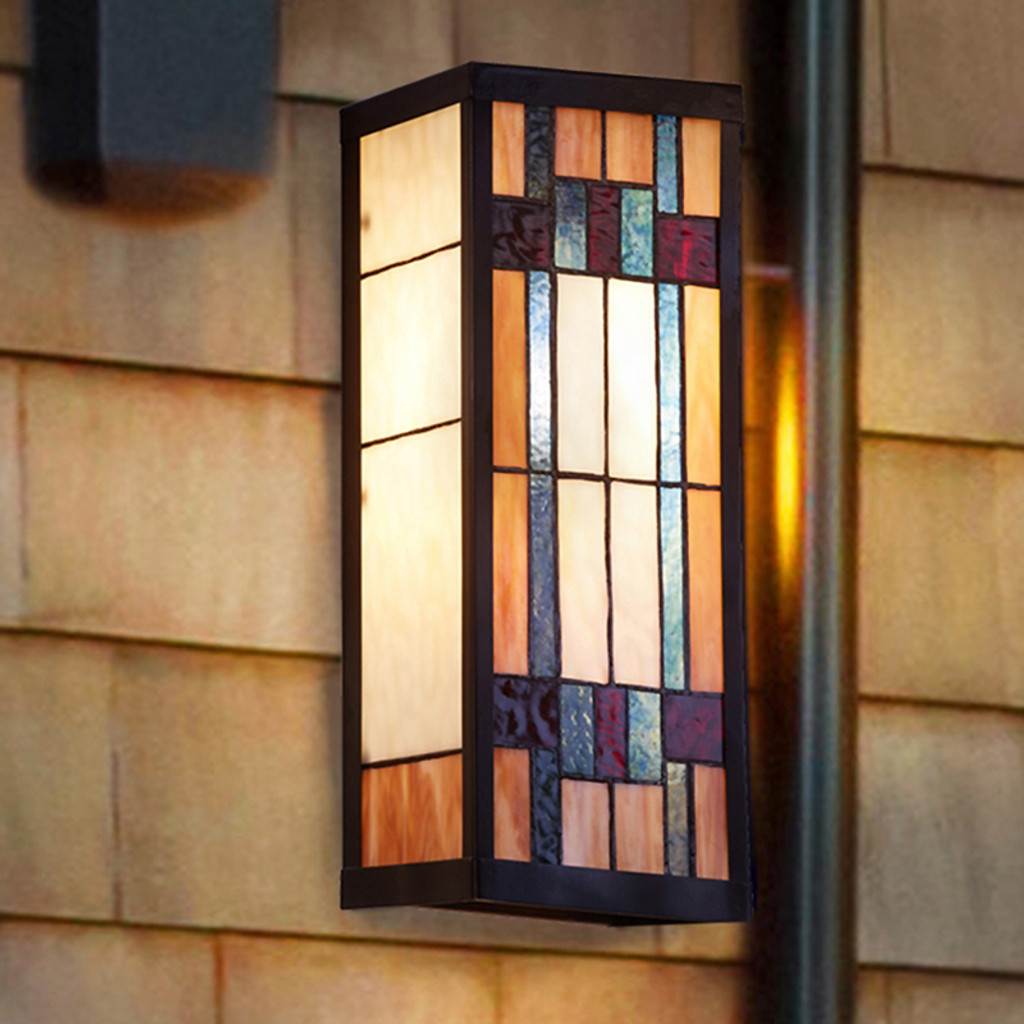 Mission Craftsman Stained Glass Wall Sconce - Prairie