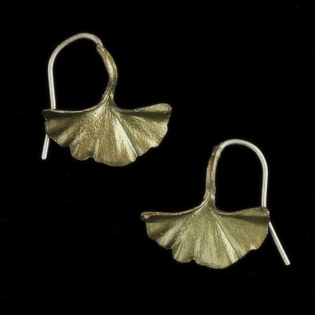 Single Ginkgo Leaf Bronze Earrings by Michael Michaud