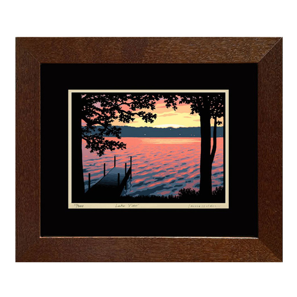 Laura Wilder Lake View Matted Framed Giclée Print Black