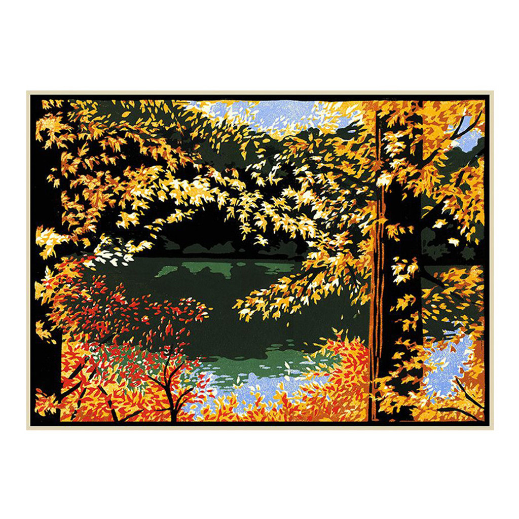 Laura Wilder Autumn Pond Matted Framed Giclée Print