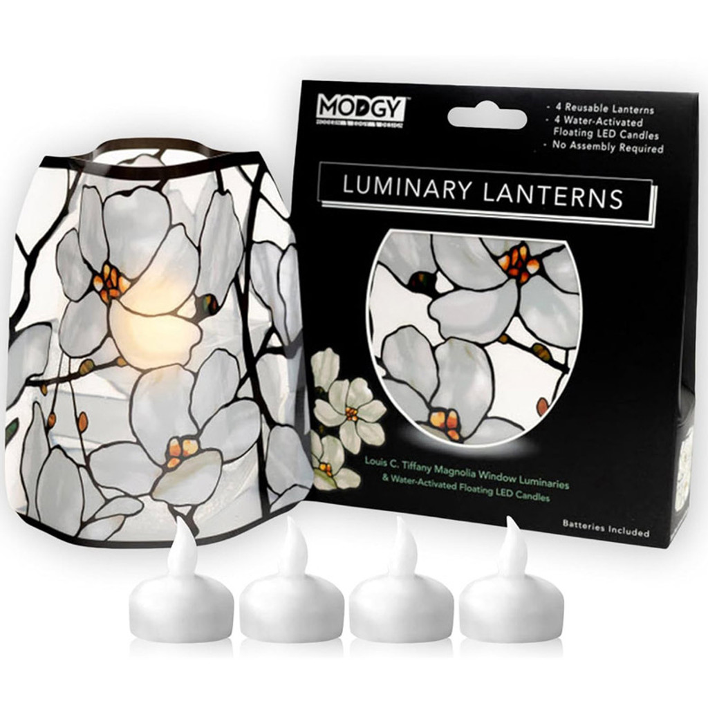 Modgy Louis C. Tiffany Magnolia Luminaries - Set of Four