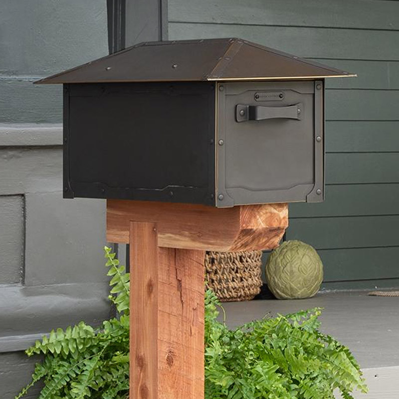 American Craftsman Post Mount Brass Mailbox