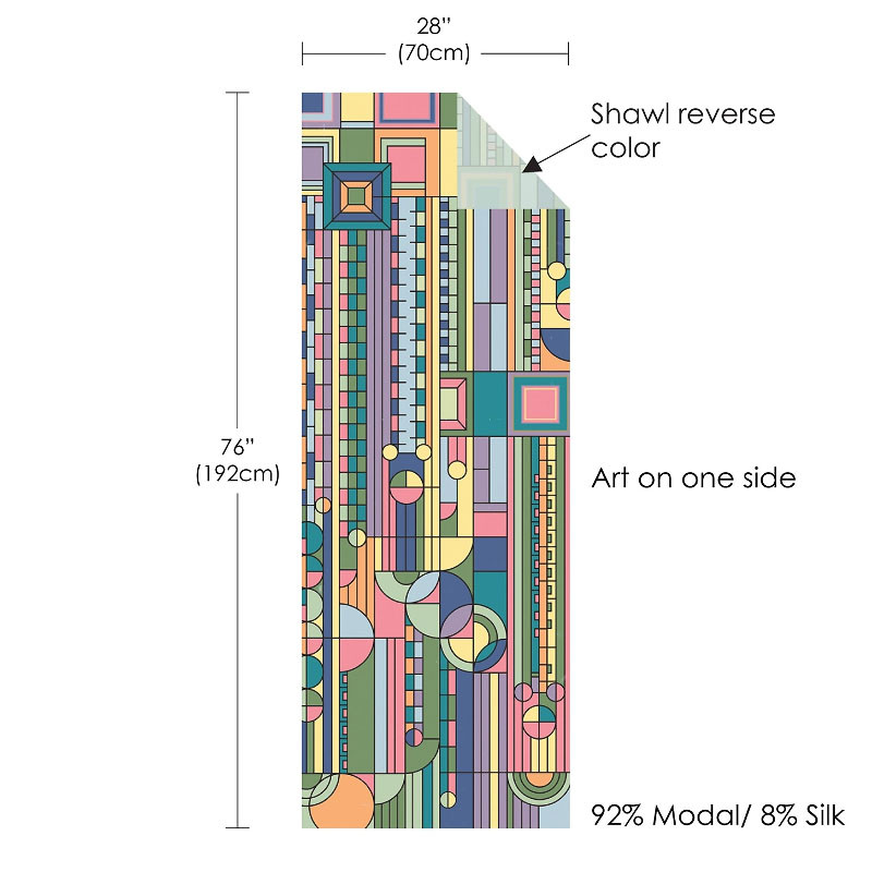 Frank Lloyd Wright Saguaro Silk Blend Shawl Dimensions