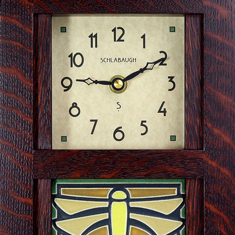 Arts & Crafts Motawi Dragonfly Green Tile Mantel Clock