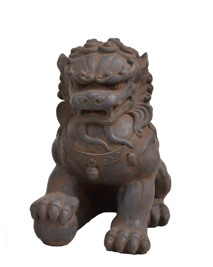 Fu Dog (Male) in Cast Stone (Dark Walnut)