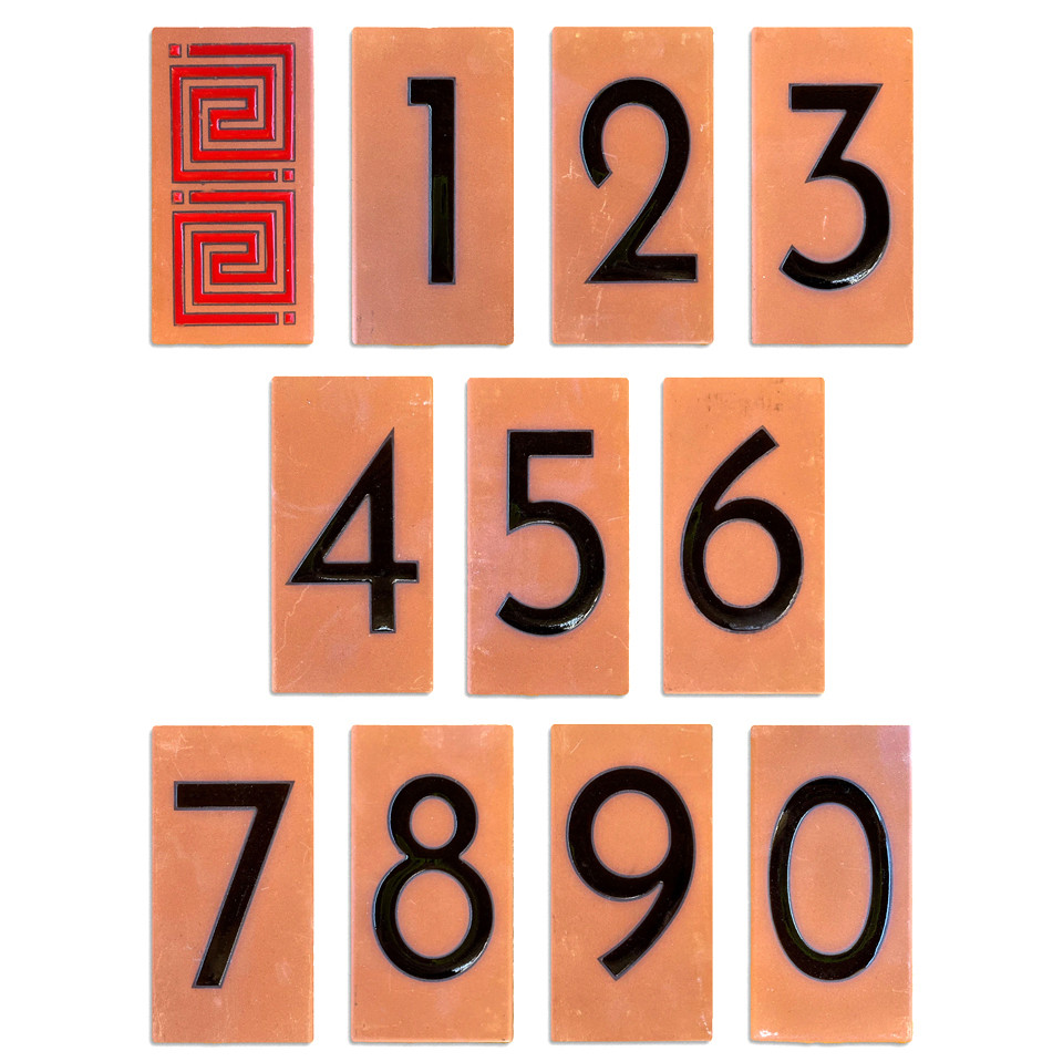 Frank Lloyd Wright Framed Terracotta Tile House Numbers