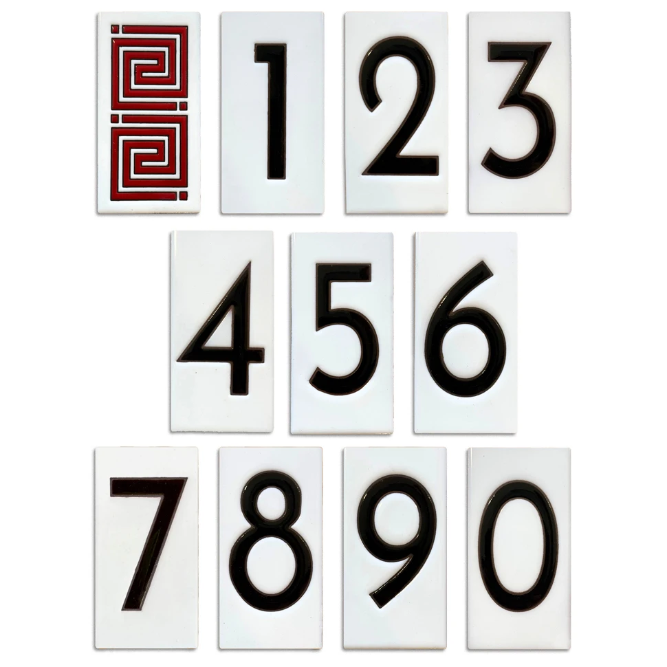 Frank Lloyd Wright Framed White Tile House Numbers