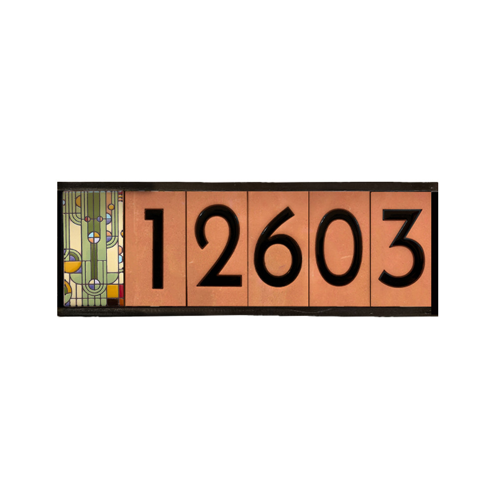 Frank Lloyd Wright Framed Tile House Numbers - 5 Digits