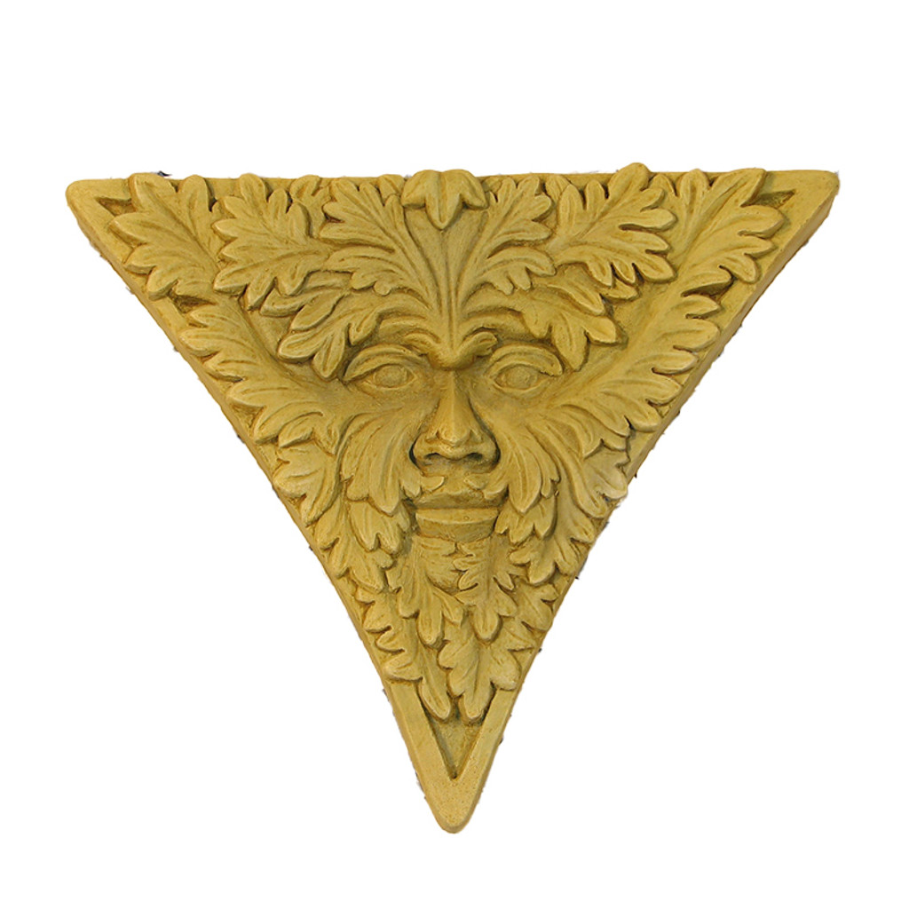 Triangular Green Man Plaque in Cast Stone