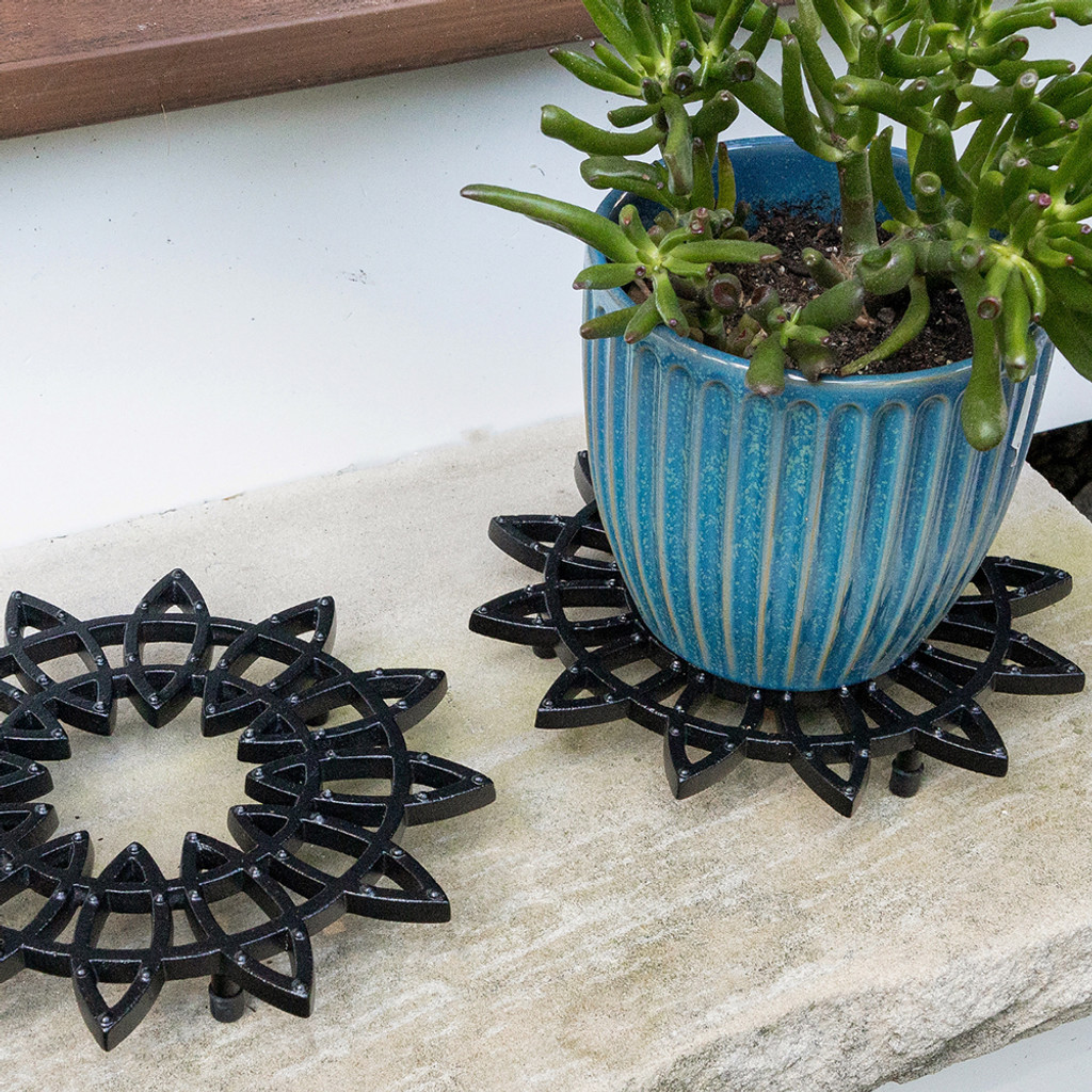 Cast Iron Flower Trivets 12" (Set of 2)
