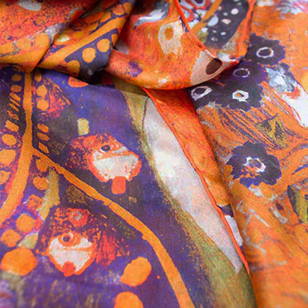 Gustav Klimt Water Serpents Habotai Silk Scarf