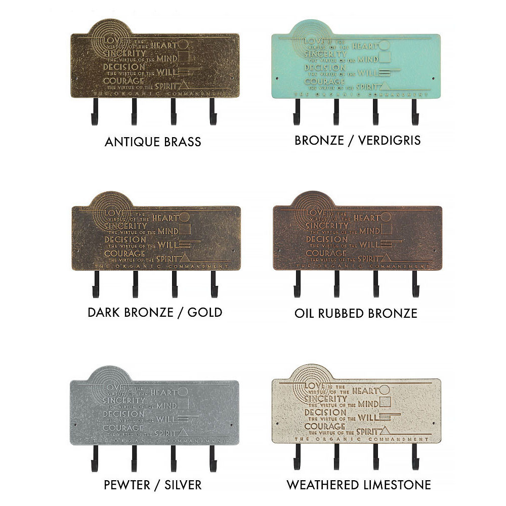 Frank Lloyd Wright Organic Commandments 4-Hook Wall Plaque Color Swatch
