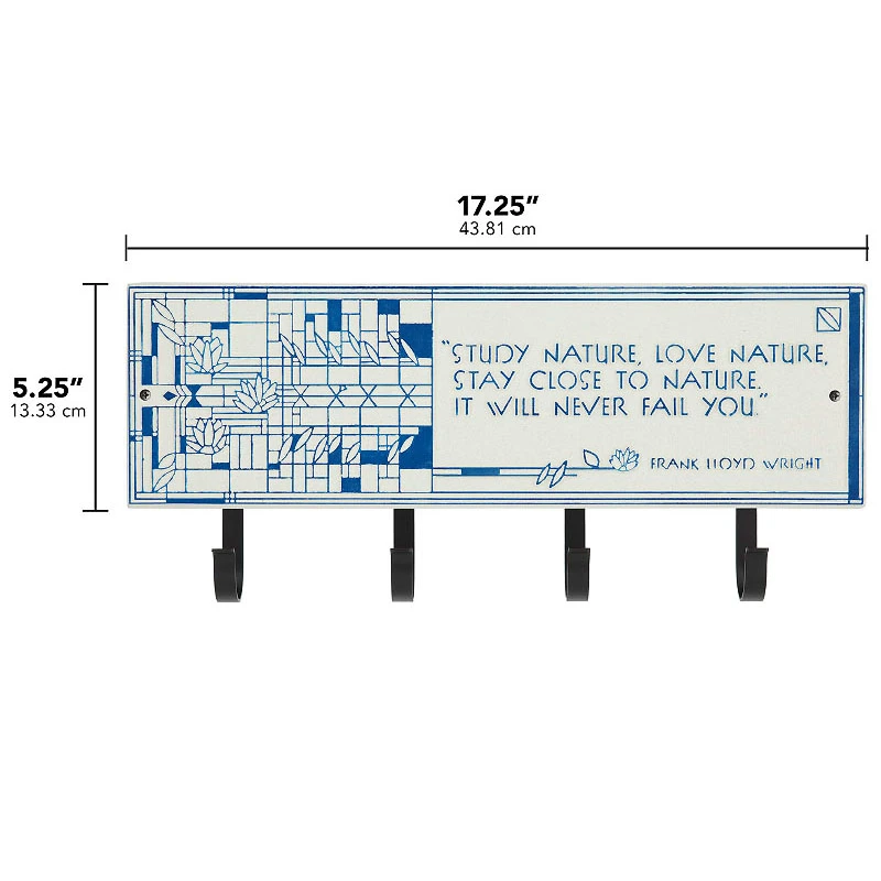 The Frank Lloyd Wright Waterlilies 4-Hook Wall Plaque Dimensions