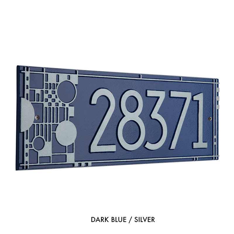 Frank Lloyd Wright Coonley House Number Plaque Dark Blue / Silver