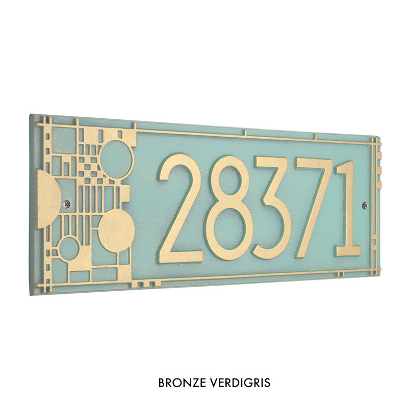 Frank Lloyd Wright Coonley House Number Plaque Bronze Verdigris