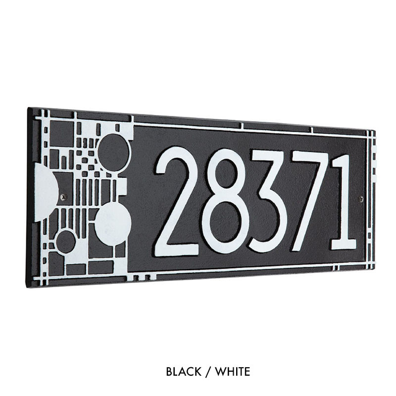 Frank Lloyd Wright Coonley House Number Plaque Black / White