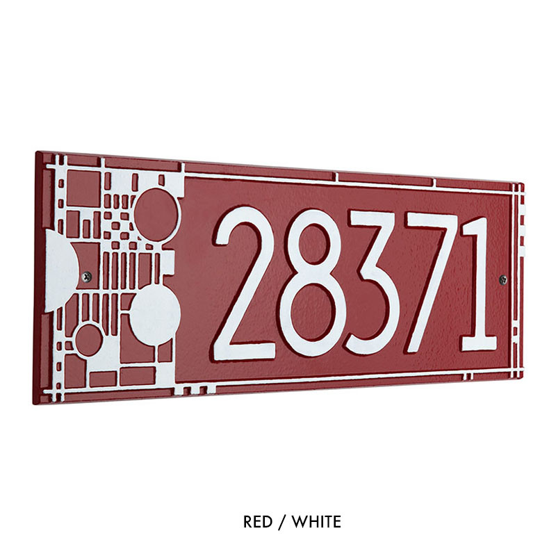 Frank Lloyd Wright Coonley House Number Plaque Red / White