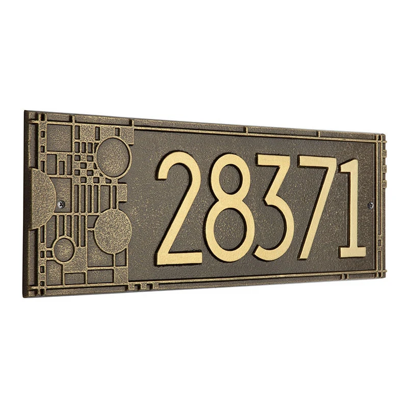 Frank Lloyd Wright Coonley House Number Plaque Antique Brass