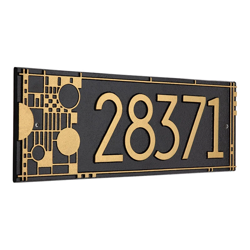Frank Lloyd Wright Coonley House Number Plaque Black / Gold