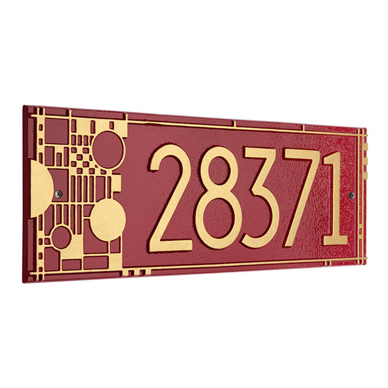 Frank Lloyd Wright Coonley House Number Plaque Red / Gold