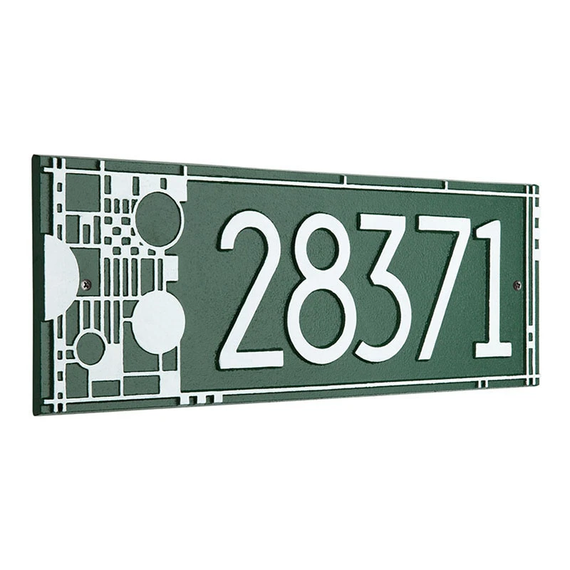 Frank Lloyd Wright Coonley House Number Plaque Green / White