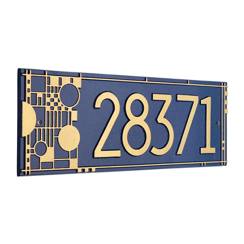 Frank Lloyd Wright Coonley House Number Plaque Dark Blue / Gold