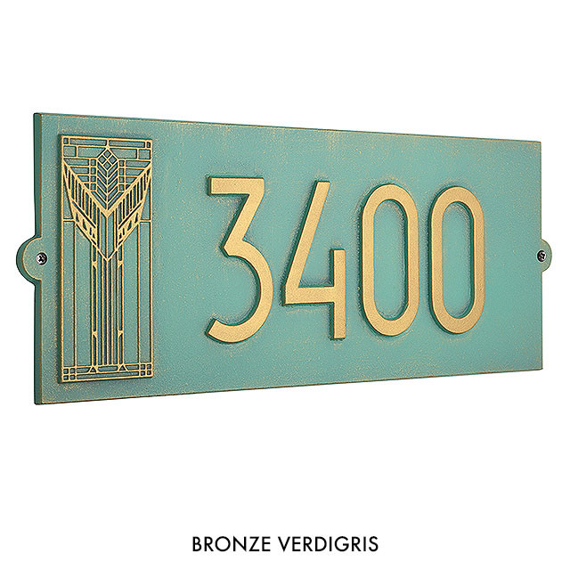 Frank Lloyd Wright Sumac House Number Plaque Bronze Verdigris