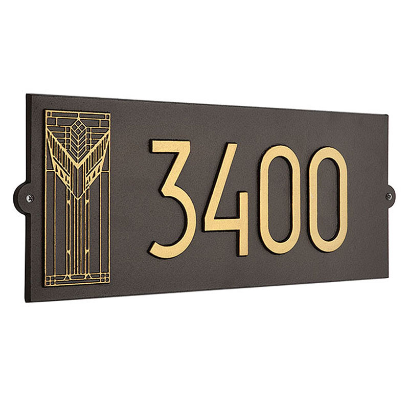 Frank Lloyd Wright Sumac House Number Plaque Dark Bronze / Gold