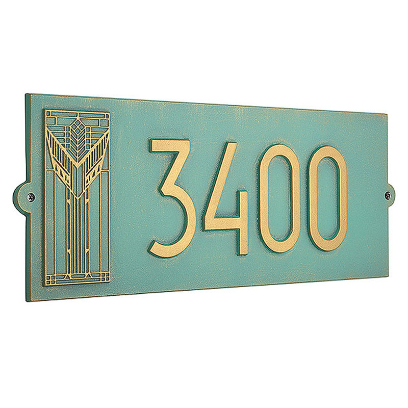 Frank Lloyd Wright Sumac House Number Plaque Bronze Verdigris