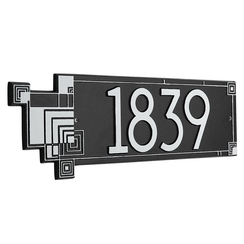 Frank Lloyd Wright Cube Abstractions House Address Plaque Black / White