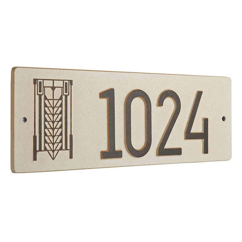 Frank Lloyd Wright Tree of Life Abstract House Number Plaque Weathered Limestone / Dark