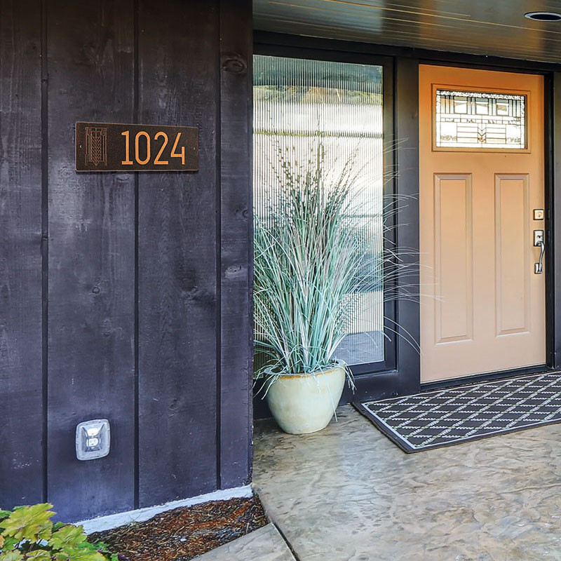 Frank Lloyd Wright Tree of Life Abstract House Number Plaque Oil Rubbed Bronze Style Shot