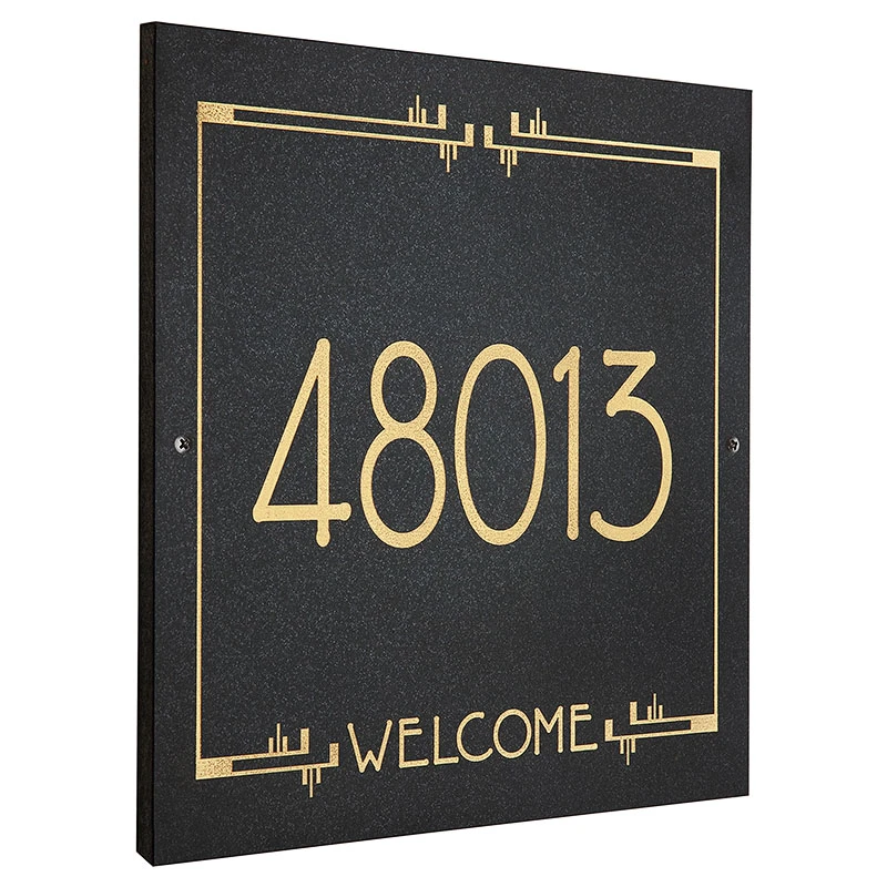 Frank Lloyd Wright Eagle Feather Granite Welcome Address Plaque Gold