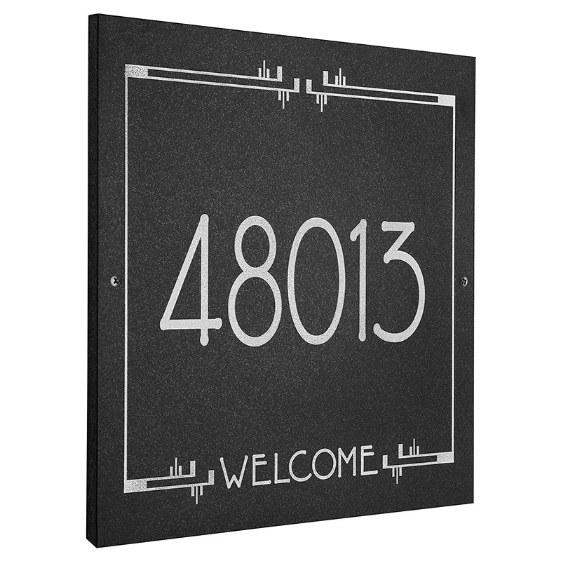 Frank Lloyd Wright Eagle Feather Granite Welcome Address Plaque Silver