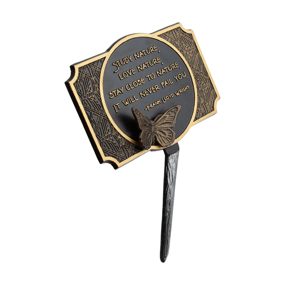 Frank Lloyd Wright Study Nature Garden Plaque Black / Gold