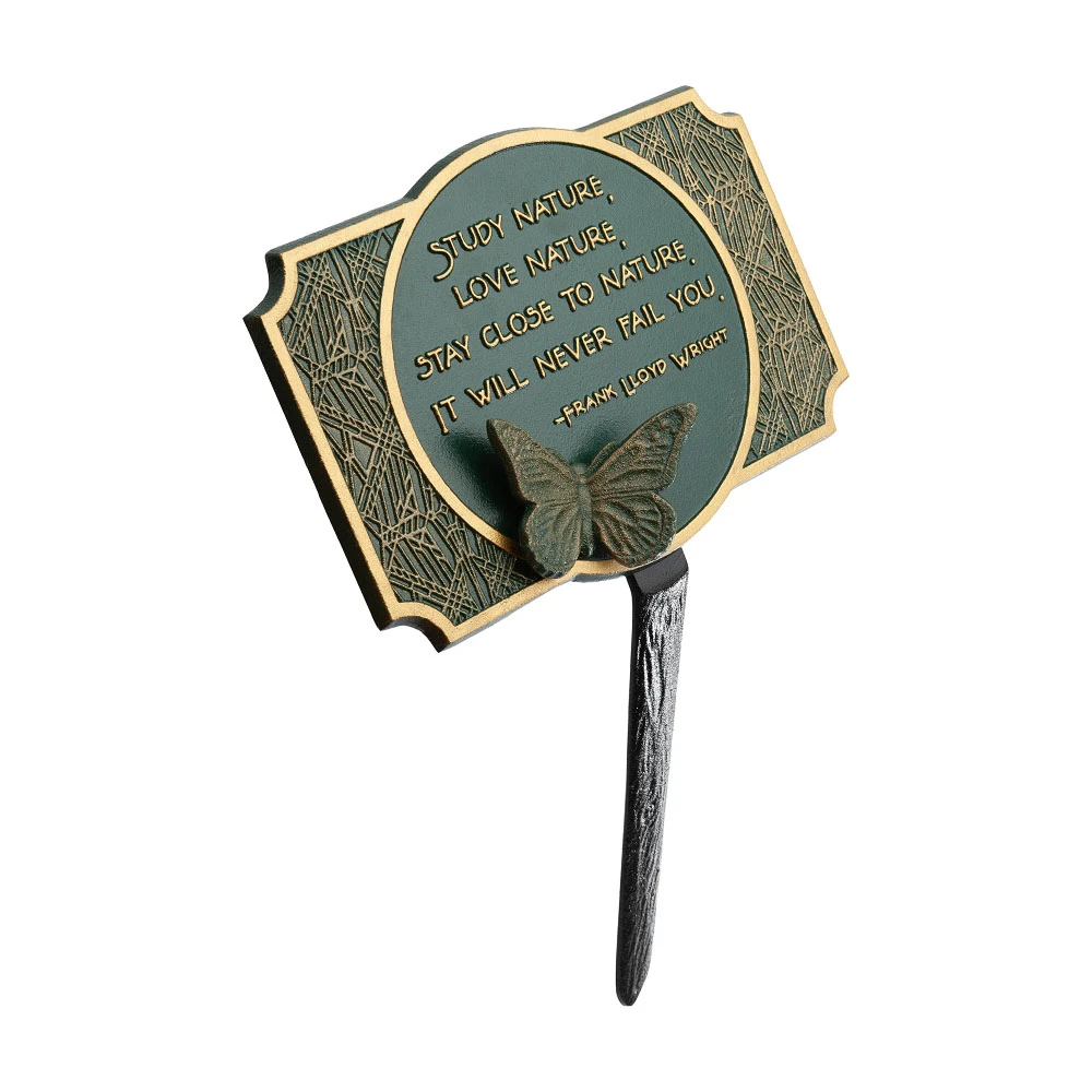 Frank Lloyd Wright Study Nature Garden Plaque Green / Gold